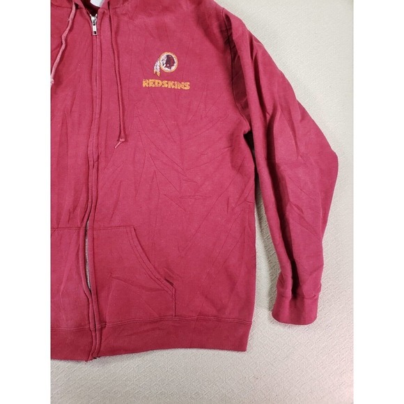 Washington Redskins Sweater Mens Large L Sweatshirt Full Zip Red Hoodie Fleece - Picture 3 of 15